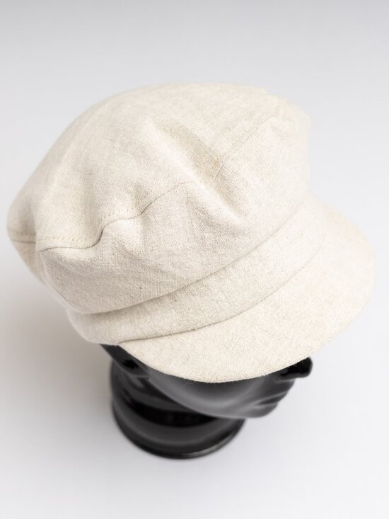 Women\'s Upcycled Small Beige Linen Military Cadet Army Patrol Hat